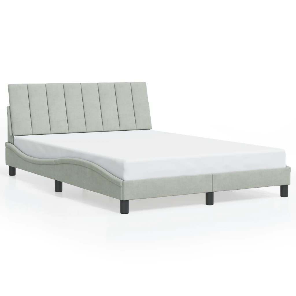 vidaXL Rám postele bez matrace světle šedý 140 x 190 cm samet