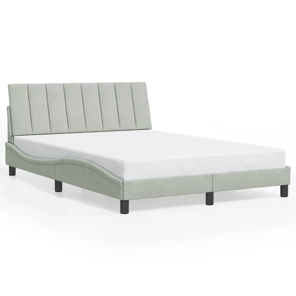 vidaXL Bedframe zonder matras "Hanko" 140x190 cm fluweel lichtgrijs grijs, foto 3