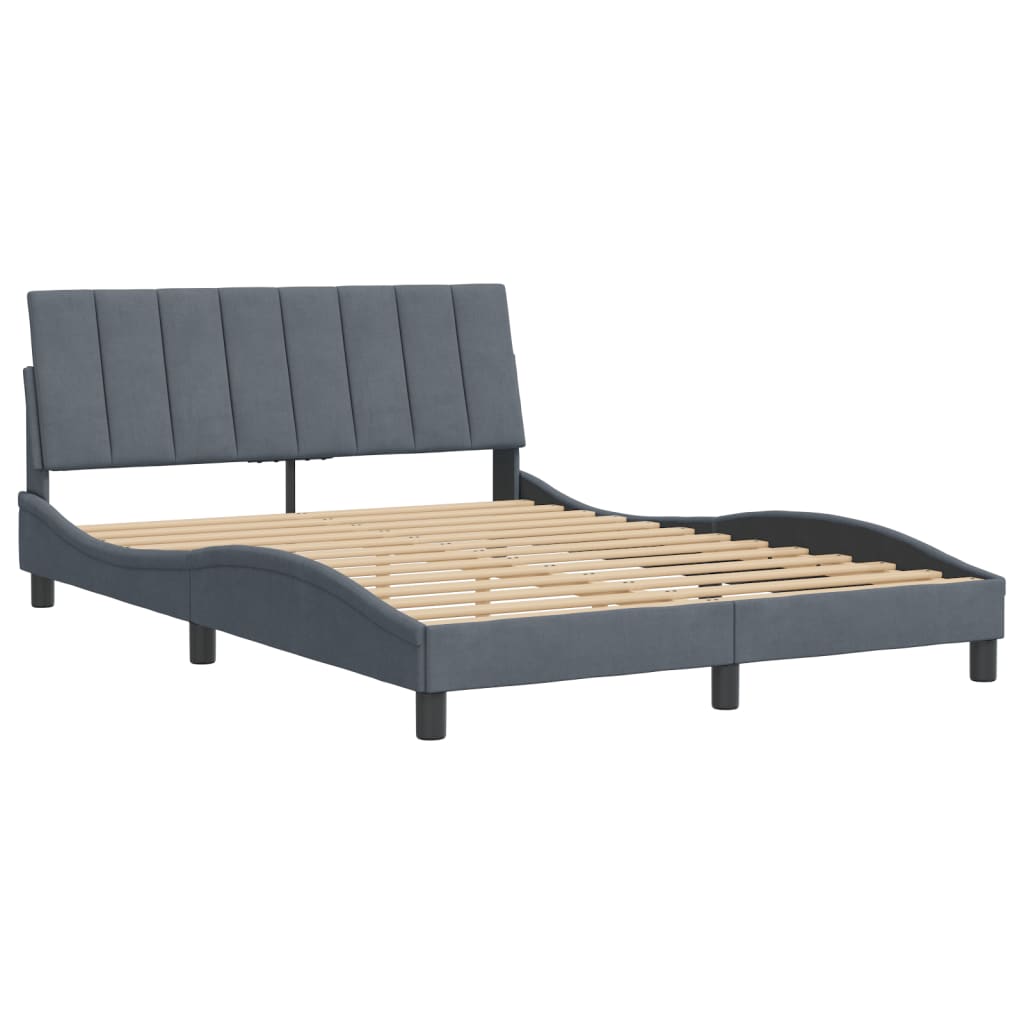 vidaXL Bedframe zonder matras 140x190 cm fluweel donkergrijs afbeelding