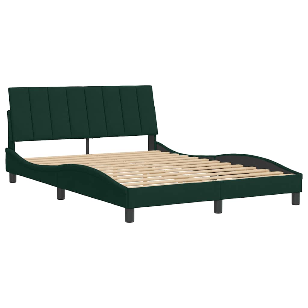 vidaXL Bedframe zonder matras "Hanko" 140x190 cm fluweel donkergroen groen, foto 2