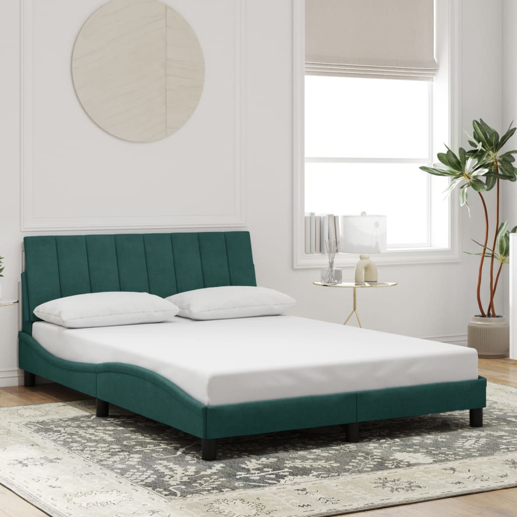 vidaXL Bettgestell ohne Matratze "Hanko" Dunkelgrün 140x190 cm Samt