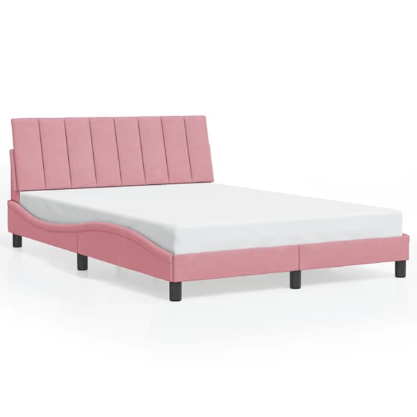 vidaXL voodiraam ilma madratsita Hanko, roosa, 140x190 cm, samet