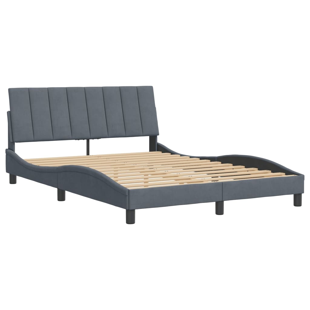 vidaXL Bedframe zonder matras 140x200 cm fluweel donkergrijs afbeelding