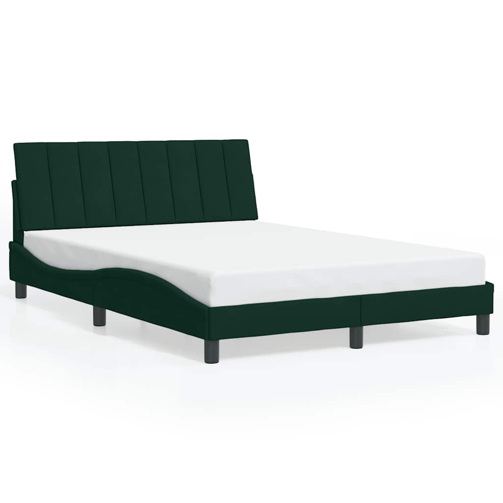 vidaXL Bedframe zonder matras "Hanko" 140x200 cm fluweel donkergroen groen, foto 3
