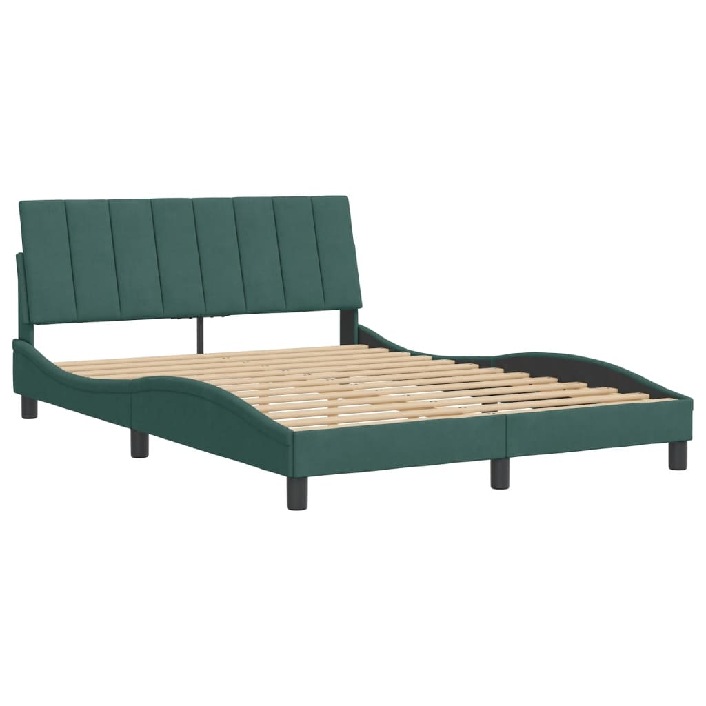 vidaXL Bedframe zonder matras 140x200 cm fluweel donkergroen afbeelding