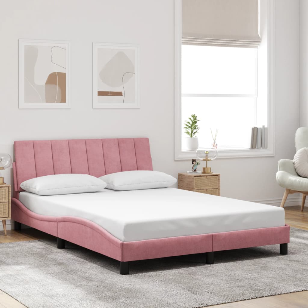 vidaXL Bettgestell ohne Matratze "Hanko" Rosa 140x200 cm Samt