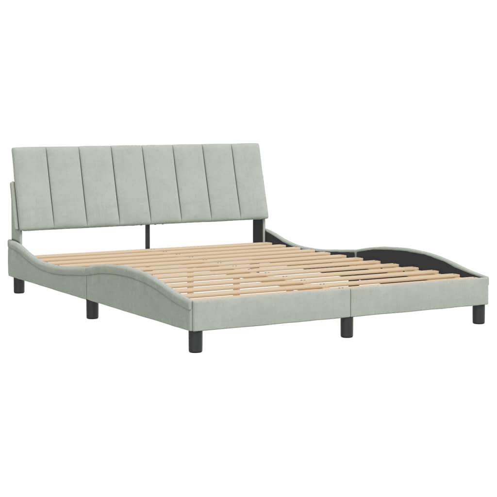 vidaXL Bedframe zonder matras 160x200 cm fluweel lichtgrijs afbeelding