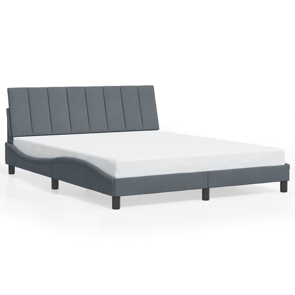 vidaXL Bedframe zonder matras "Hanko" 160x200 cm fluweel donkergrijs grijs, foto 3