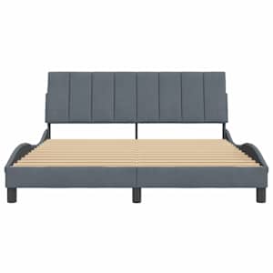 Rám postele bez matrace Hanko tmavě šedý 160 x 200 cm samet - obrázek 5