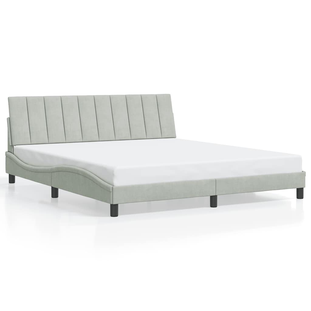 vidaXL Bedframe zonder matras "Hanko" 180x200 cm fluweel lichtgrijs grijs, foto 3