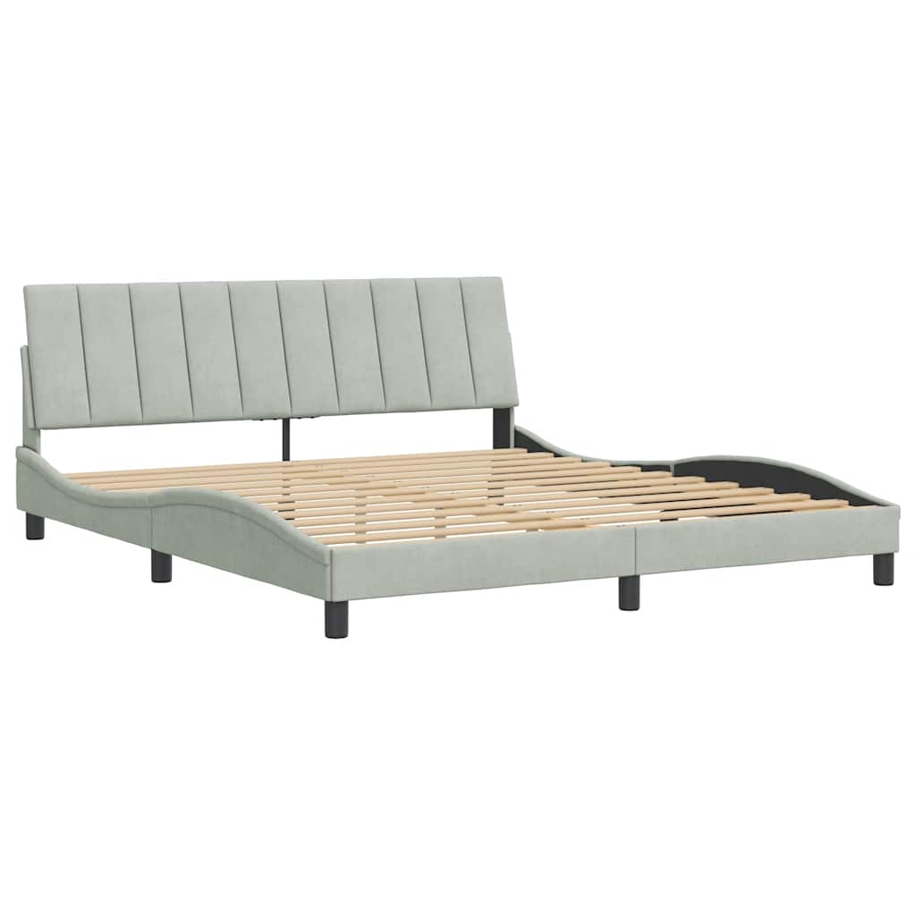 vidaXL Bedframe zonder matras "Hanko" 180x200 cm fluweel lichtgrijs grijs, foto 2