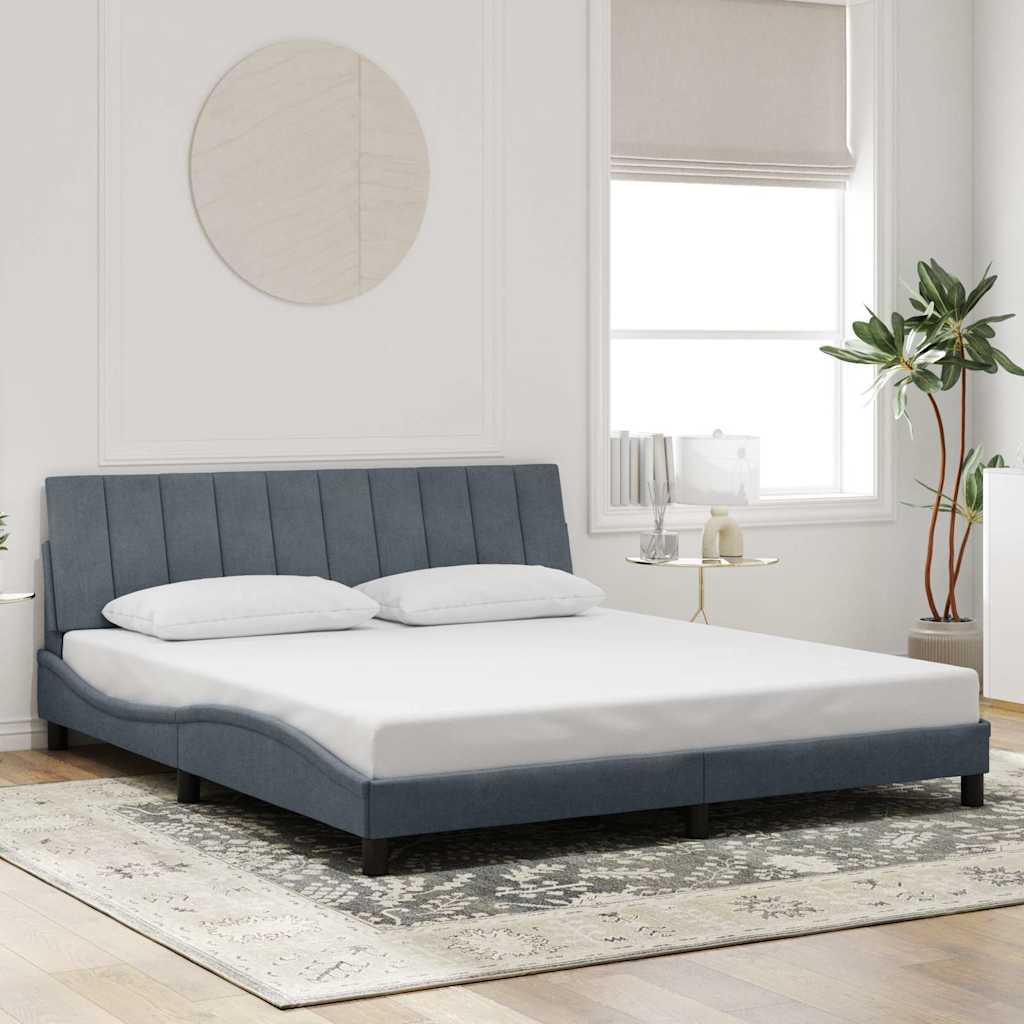 vidaXL sengeramme uden madras Hanko Mørkegrå 180x200 cm Fløjl