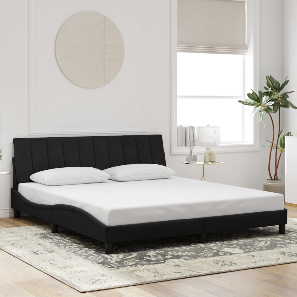 vidaXL Bettgestell ohne Matratze "Hanko" Schwarz 180x200 cm Samt