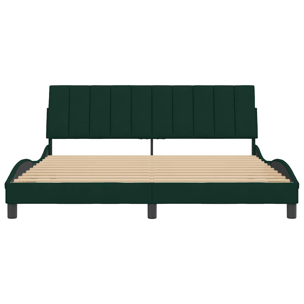 vidaXL Bedframe zonder matras "Hanko" 180x200 cm fluweel donkergroen groen, foto 4