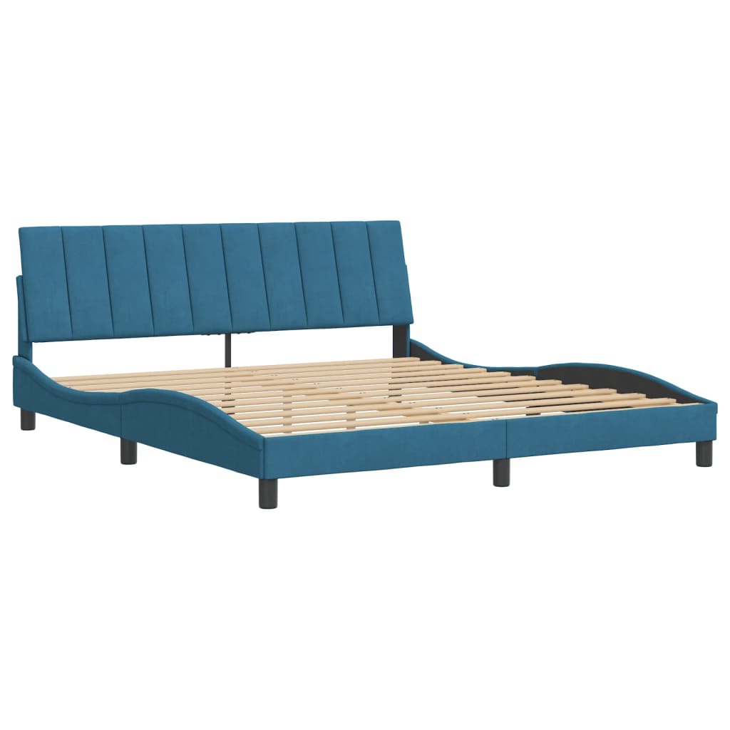 vidaXL Bedframe met hoofdeinde fluweel blauw 180x200 cm afbeelding