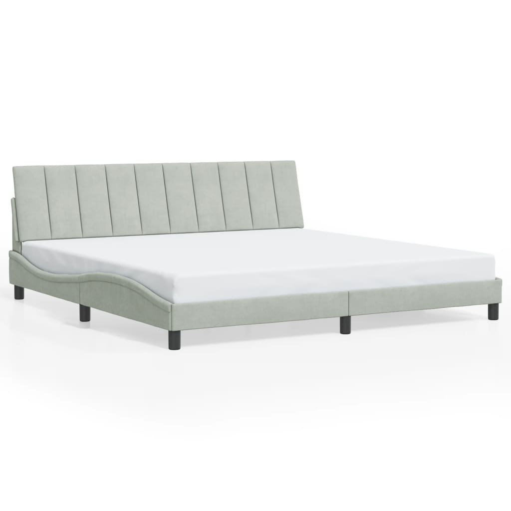 vidaXL Rám postele bez matrace světle šedý 200 x 200 cm samet