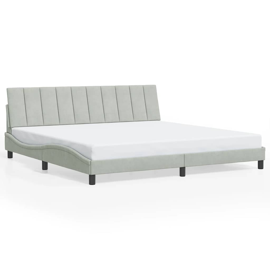 vidaXL Bedframe zonder matras "Hanko" 200x200 cm fluweel lichtgrijs grijs, foto 3