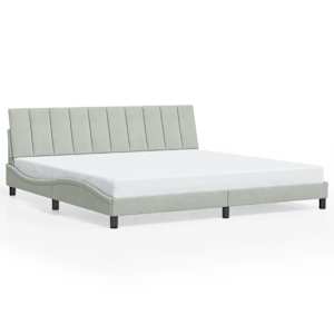 Rám postele bez matrace Hanko světle šedý 200 x 200 cm samet - obrázek 2