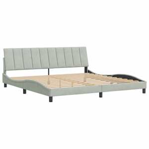 Rám postele bez matrace Hanko světle šedý 200 x 200 cm samet - obrázek 3
