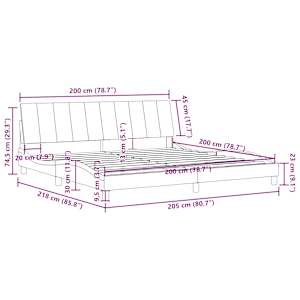 Rám postele bez matrace Hanko světle šedý 200 x 200 cm samet - obrázek 12