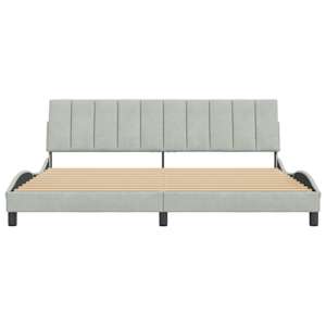 Rám postele bez matrace Hanko světle šedý 200 x 200 cm samet - obrázek 5