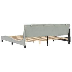 Rám postele bez matrace Hanko světle šedý 200 x 200 cm samet - obrázek 7