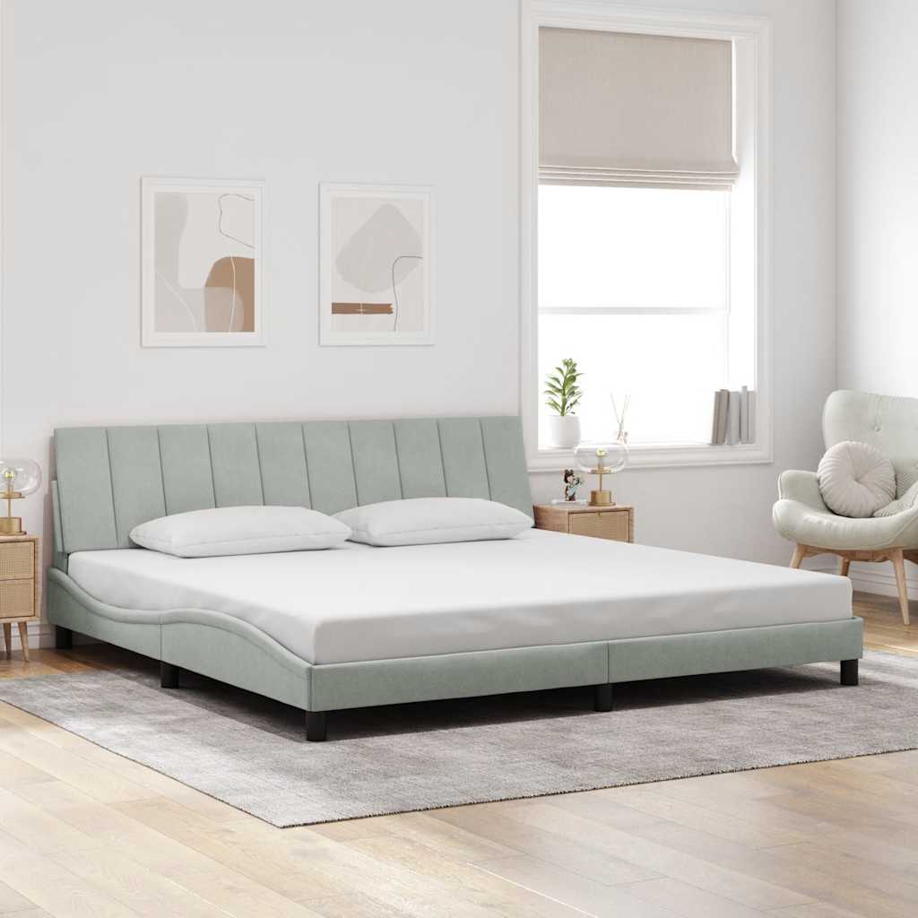vidaXL sengeramme uden madras Hanko Lysegrå 200x200 cm Fløjl