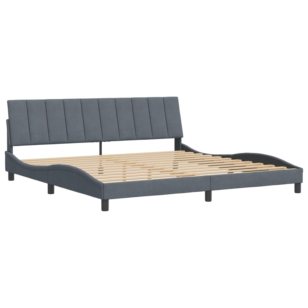 vidaXL Bedframe zonder matras 200x200 cm fluweel donkergrijs afbeelding
