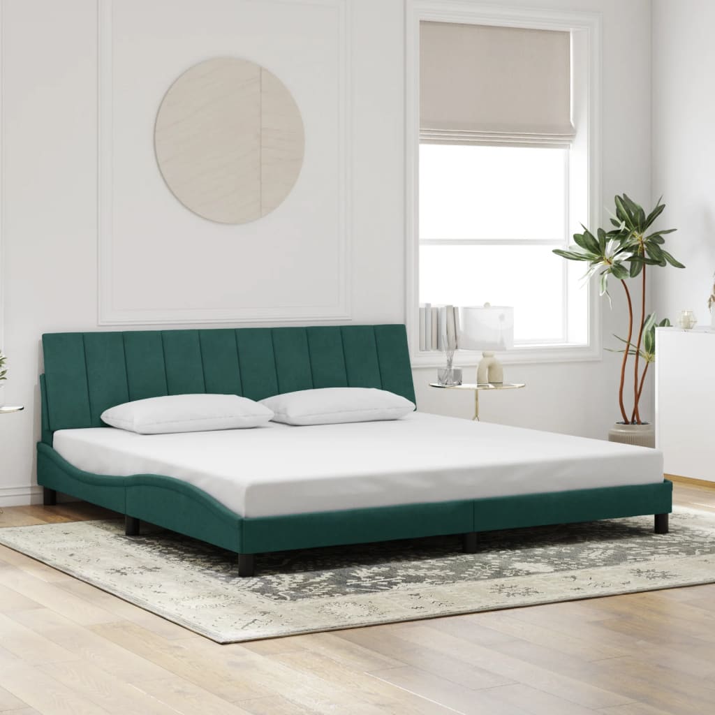 vidaXL Bettgestell ohne Matratze "Hanko" Dunkelgrün 200x200 cm Samt