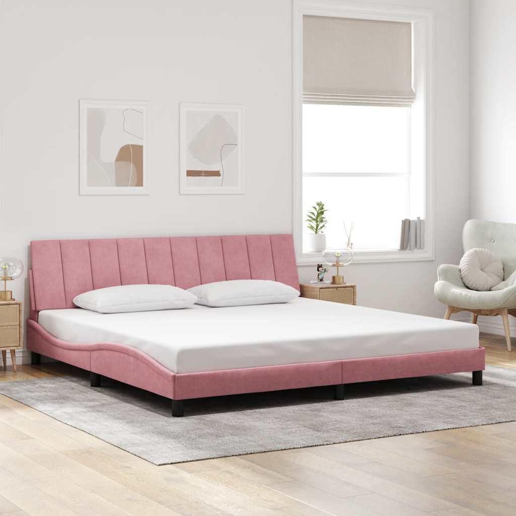 vidaXL Bettgestell ohne Matratze "Hanko" Rosa 200x200 cm Samt