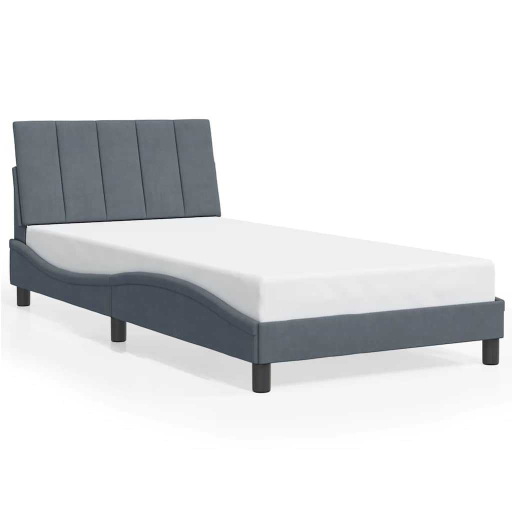 vidaXL Rám postele bez matrace Hanko tmavě šedý 100 x 190 cm samet