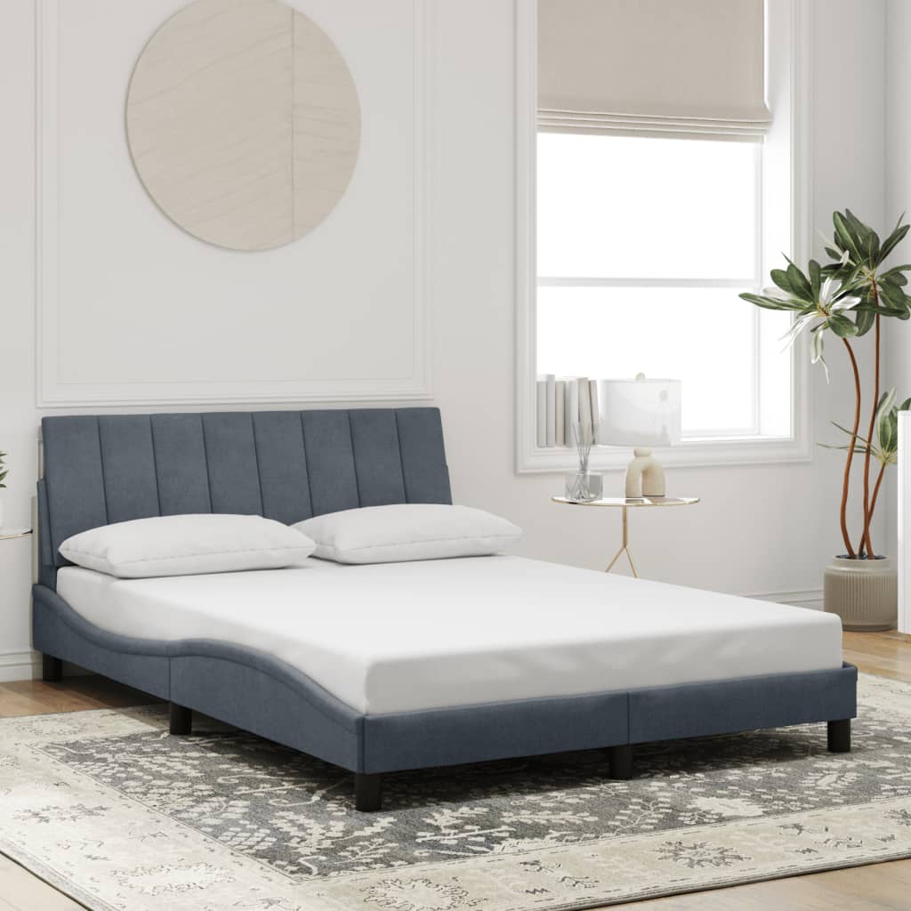 Bed Frame without Mattress Dark Grey 137x190 cm Velvet