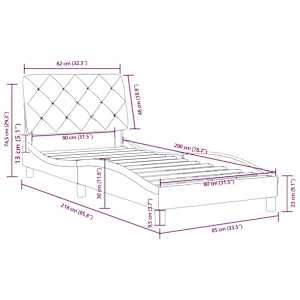 Rám postele bez matrace tmavě šedá 80 x 200 cm samet - obrázek 12