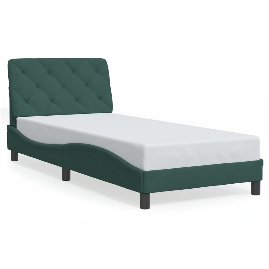 vidaXL Rám postele bez matrace tmavě zelená 80 x 200 cm samet
