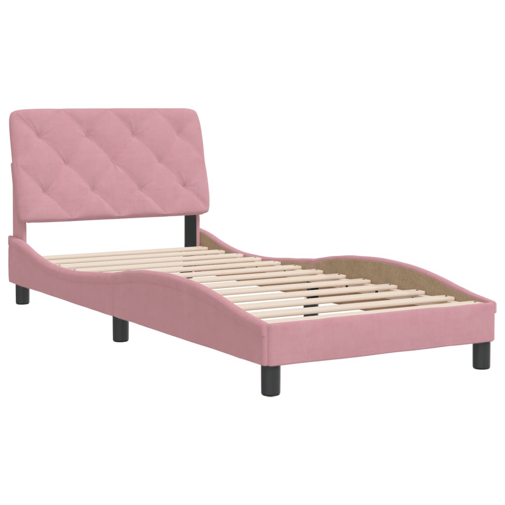 vidaXL Bedframe met hoofdeinde fluweel roze 80x200 cm afbeelding