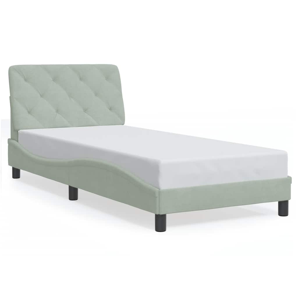 vidaXL Bedframe zonder matras 90x190 cm fluweel lichtgrijs grijs, foto 3