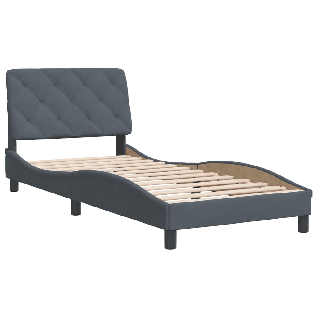 vidaXL Bedframe zonder matras 90x190 cm fluweel donkergrijs afbeelding