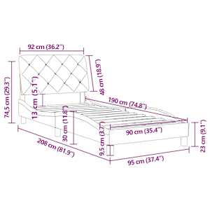 Posteljni okvir brez vzmetnice roza 90x190 cm žamet - slika 12