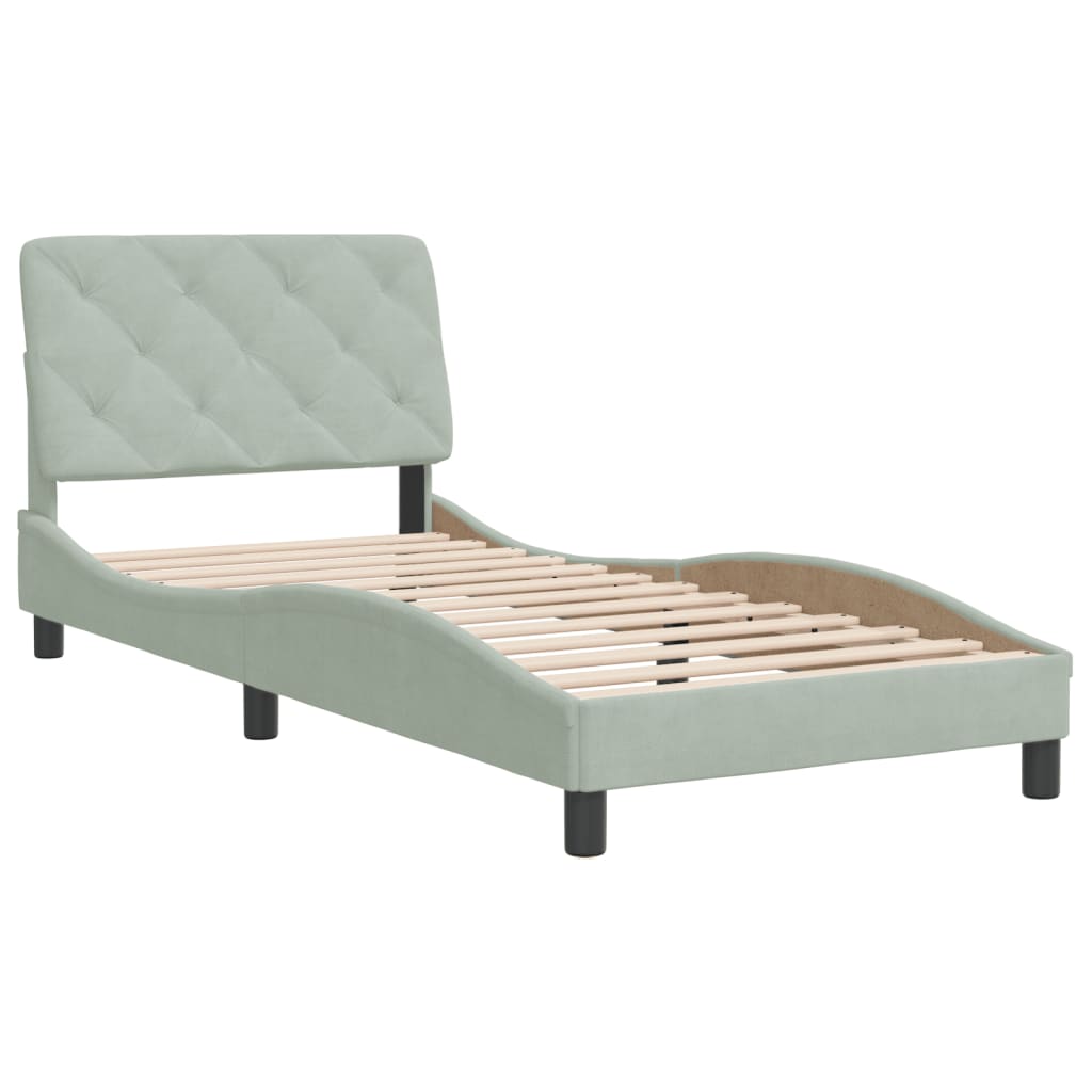 vidaXL Bedframe zonder matras 90x200 cm fluweel lichtgrijs afbeelding