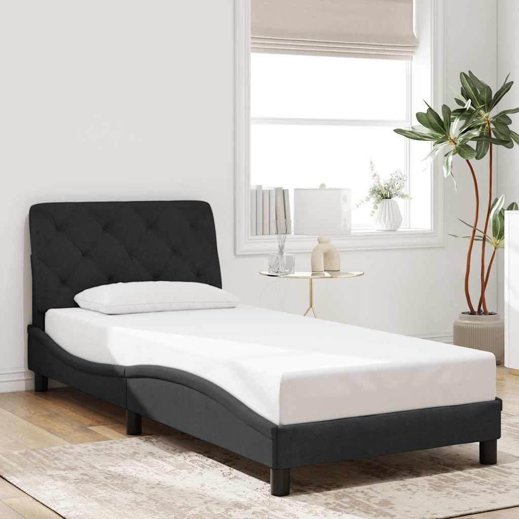 Sengeramme med hovedgærde 90 x 200 cm fløjl - sort