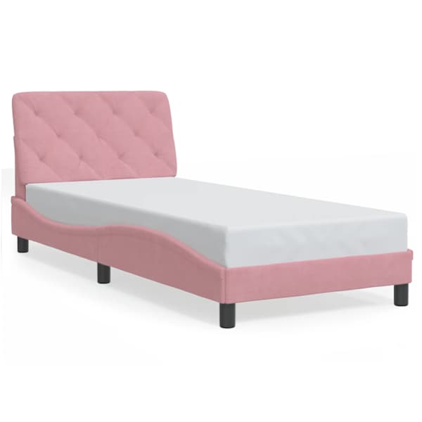 vidaXL voodiraam ilma madratsita, roosa, 90x200 cm, samet