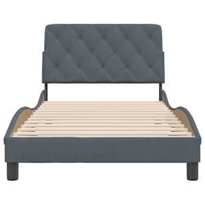 Rám postele bez matrace tmavě šedá 100 x 200 cm samet - obrázek 5