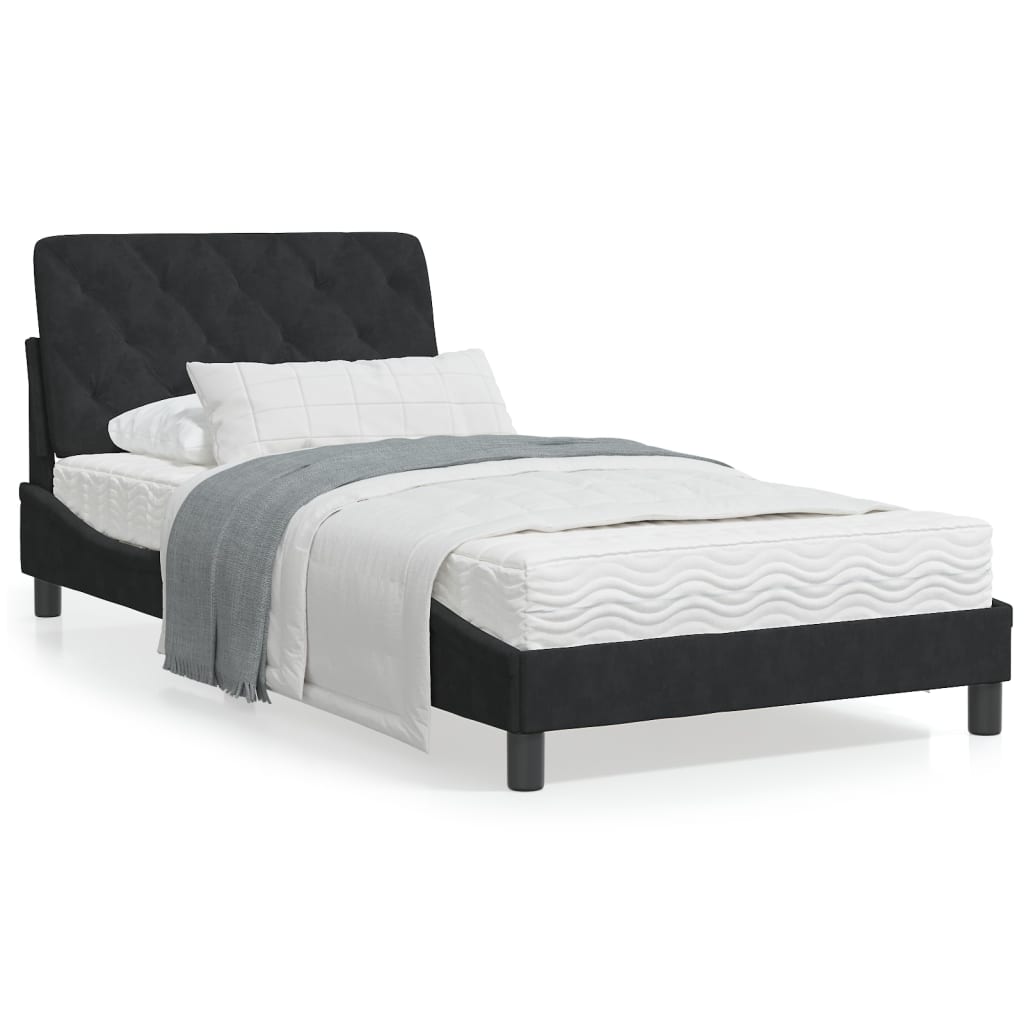 vidaXL Cadre de lit avec tête de lit Noir 100x200 cm Velours