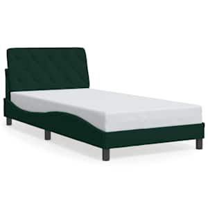 Rám postele bez matrace tmavě zelená 100 x 200 cm samet - obrázek 2
