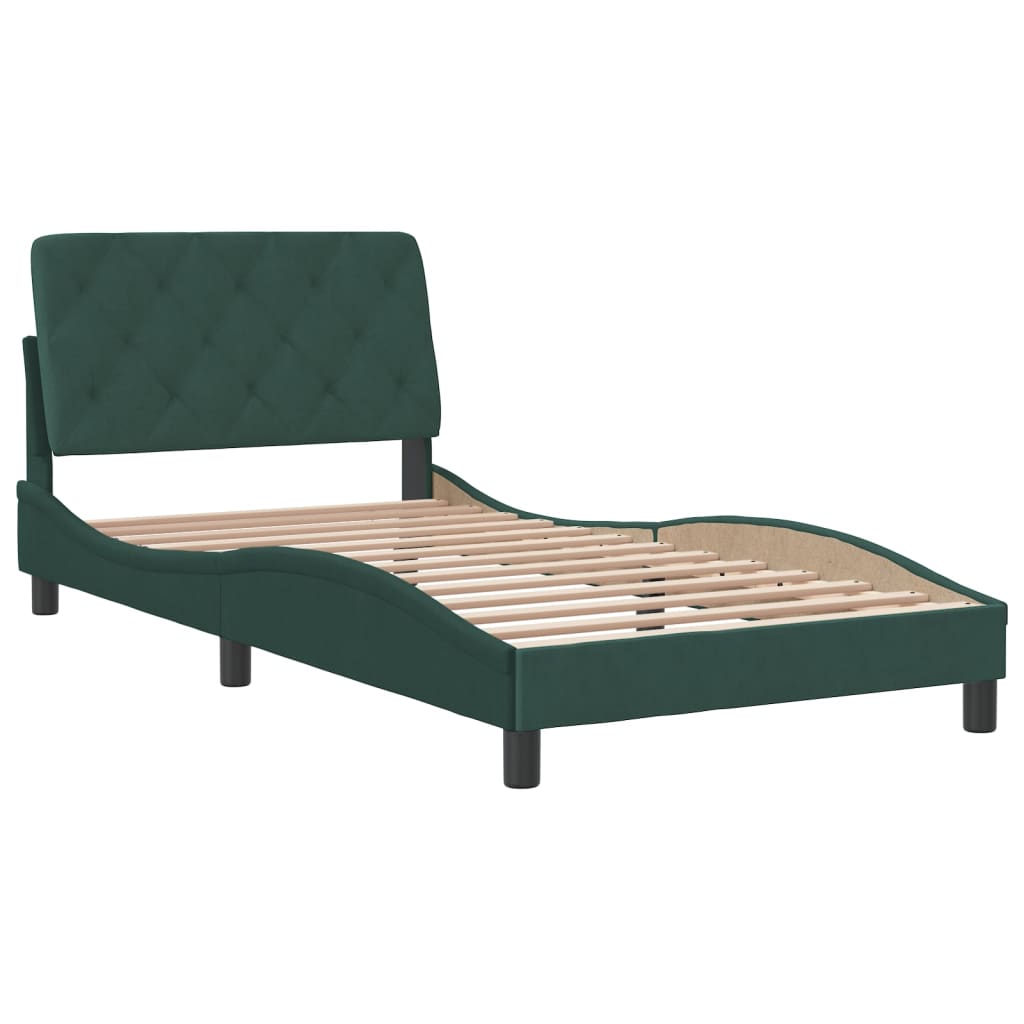 vidaXL Bedframe zonder matras 100x200 cm fluweel donkergroen afbeelding