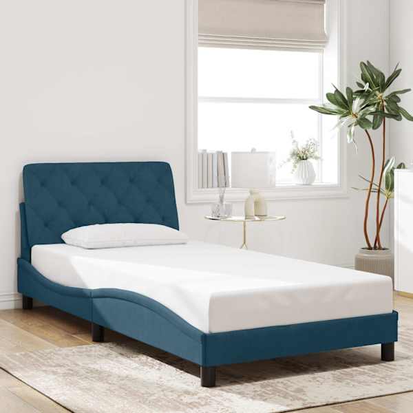 vidaXL voodiraam ilma madratsita, sinine, 100x200 cm, samet