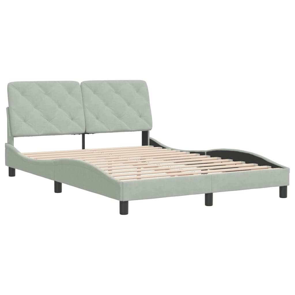 vidaXL Bedframe zonder matras 120x200 cm fluweel lichtgrijs afbeelding