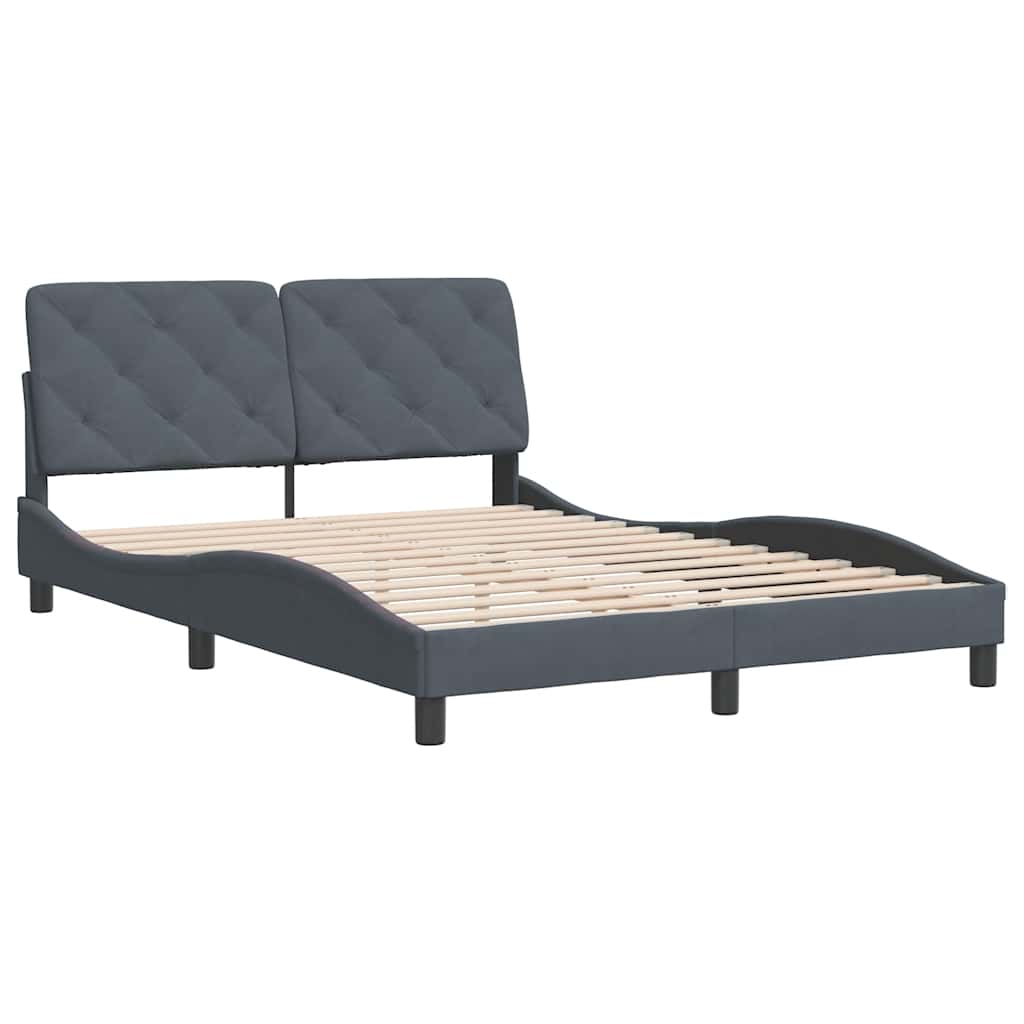 vidaXL Bedframe zonder matras 140x190 cm fluweel donkergrijs grijs, foto 2
