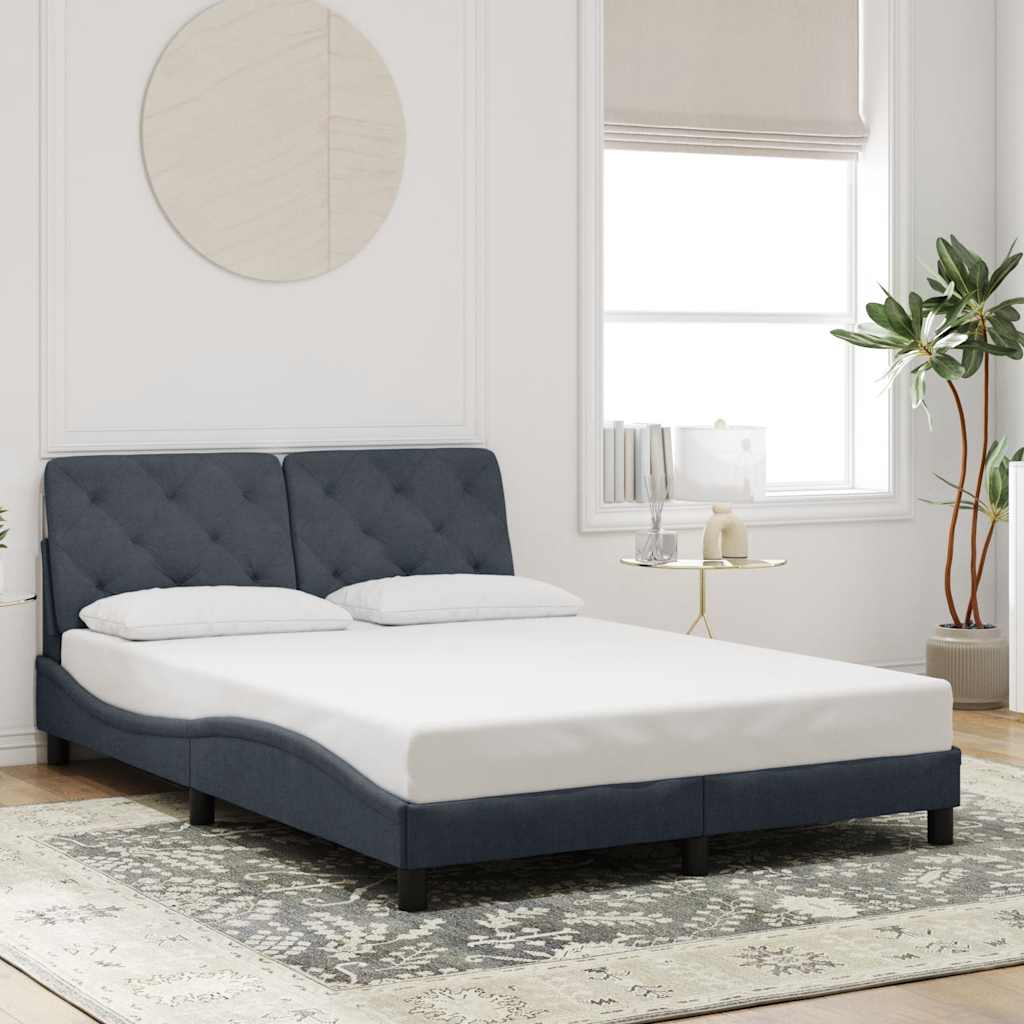 Sengeramme med hovedgærde uden madras 140 x 190 cm - mørkegrå fløjl