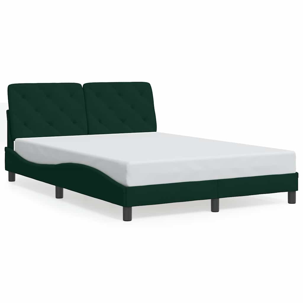 vidaXL Bedframe zonder matras 140x190 cm fluweel donkergroen groen, foto 3